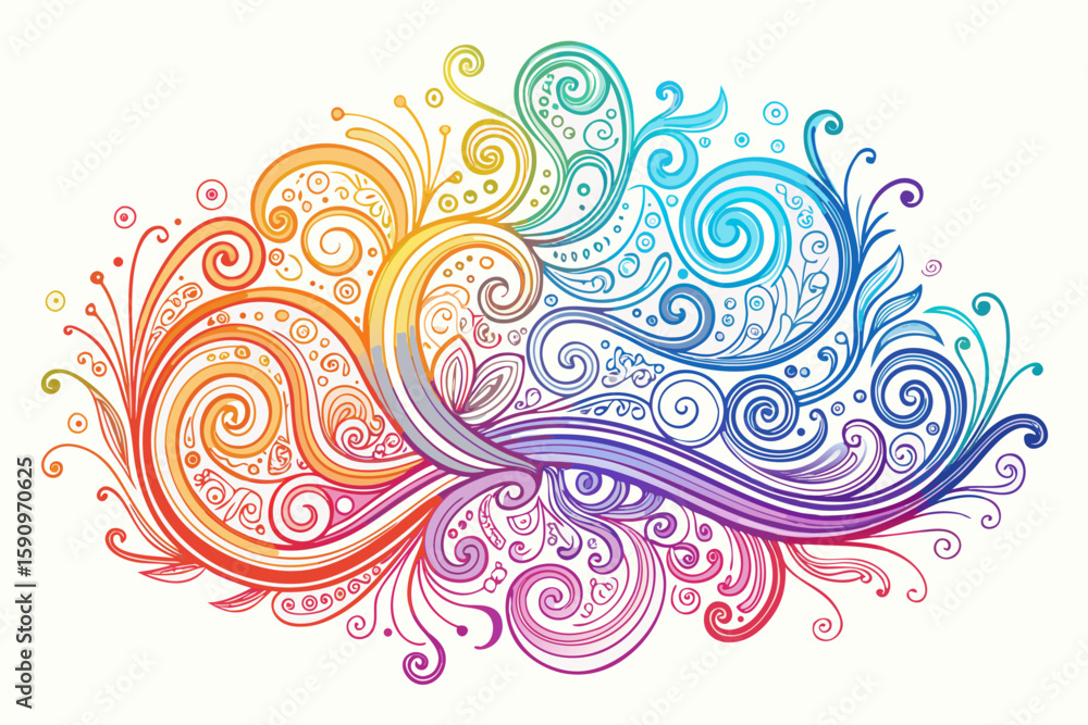 Poster a vibrant swirl graphic showcases a colorful, gradient design with floral and abstract elements, per