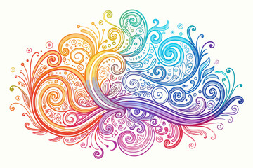 Fototapeta premium A vibrant swirl graphic showcases a colorful, gradient design with floral and abstract elements, perfect for adding a creative touch to any project.