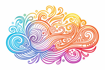 Colorful abstract doodle with wave and floral elements creates a vibrant and decorative design, perfect for backgrounds, branding, or playful layouts.