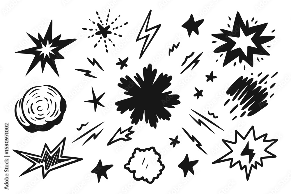 Aufkleber assorted sketchy bursts and star shapes create a dynamic graphic, perfect for adding emphasis or a p