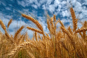 Fototapeta premium Ripe corn cobs growing in agricultural field