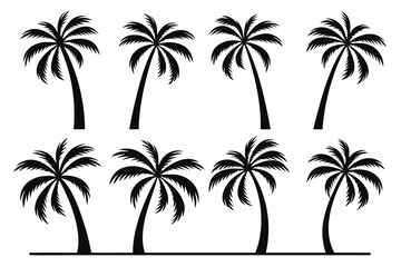 Fototapeta premium Black palm trees tropical foliage white