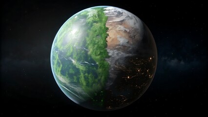 Verdant Earth Divided Day Night planet space