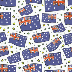 Australia flag Vector Illustration with Seamless Pattern Design