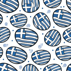 Fototapeta premium Greece flag Vector Illustration with Seamless Pattern Design