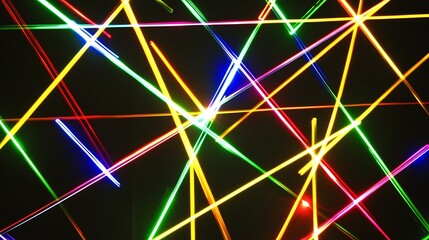 Colorful laser lines on black background