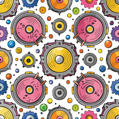 Fototapeta premium speaker Vector Illustration with Seamless Pattern Design