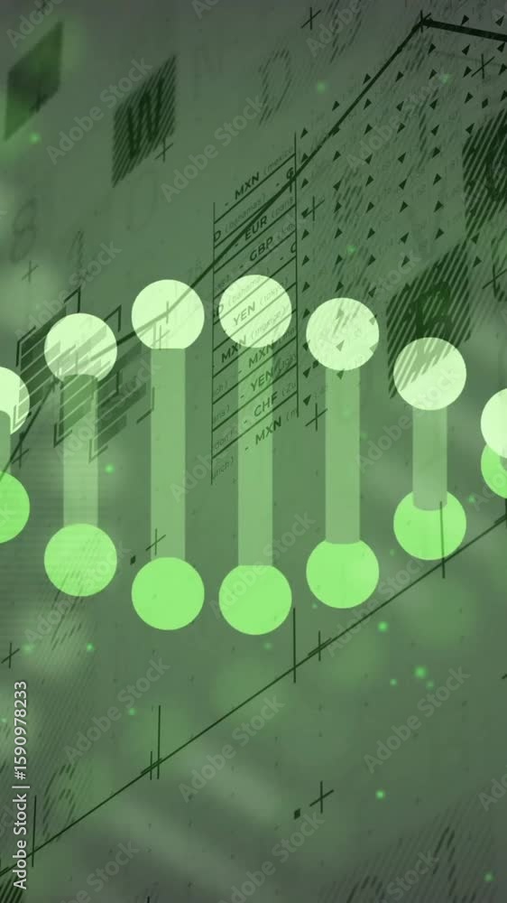 Poster dna strand and binary coding, scientific data processing animation
