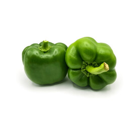 Green sweet bell pepper isolated on white background. sweet green pepper, paprika, isolated on...