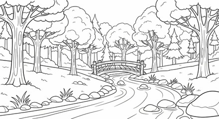 autumn landscape with trees Sketch