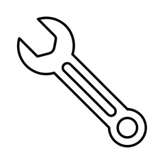 Line art of spanner wrench vector on white background