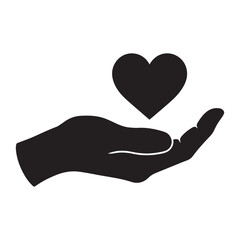 hands with heart cardio symbol. heart care symbol. hands holding heart beat line vector icon. Flat vector illustration simple design.