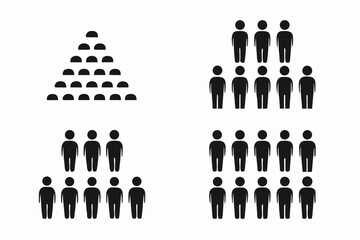 Black figures arranged in groups people arrangement