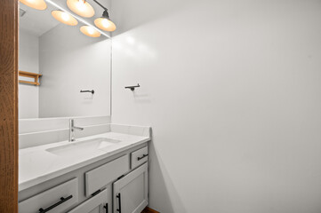 Minimalist White Bathroom with White Sink