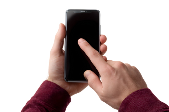 Blank Mobile Phone Screen in Hand – Isolated Object