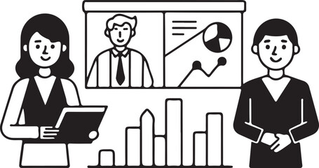 Business people in a meeting at the office, a graphic illustration of teamwork and success