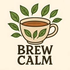A comforting cup of tea surrounded by leaves evokes a sense of calm and relaxation