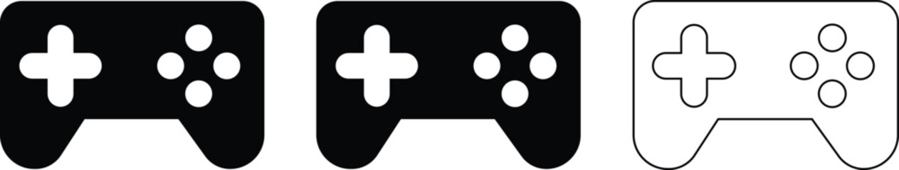 game console icon, gamepad icon, video game controller vector silhouette and outline icon