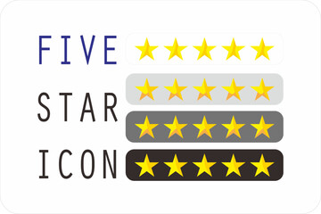Collection of sets of five star signs of various variations for rating