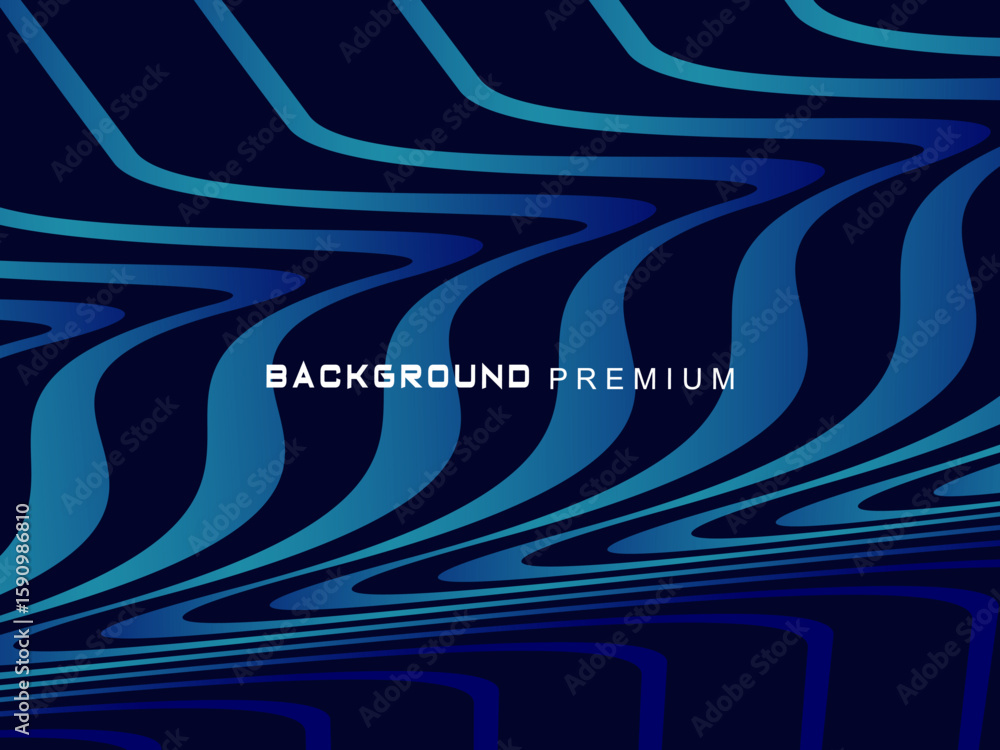 Fototapete Abstract background with elegant waves of gradient blue stripes, creating the illusion of depth and movement.