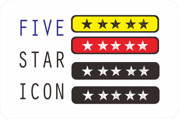 Collection of sets of five star signs of various variations for rating
