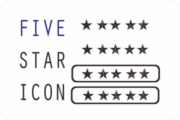 Collection of sets of five star signs of various variations for rating