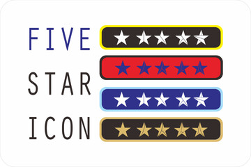 Collection of sets of five star signs of various variations for rating