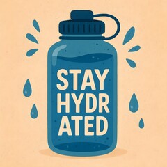 A refreshing water bottle illustration reminds you to stay hydrated for optimal health