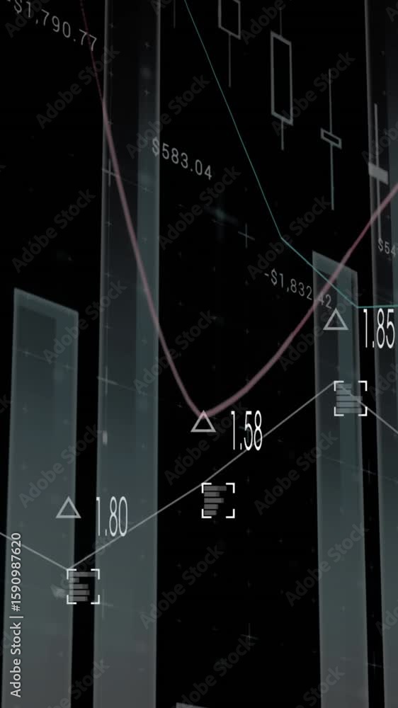 Poster animation of data processing over black background
