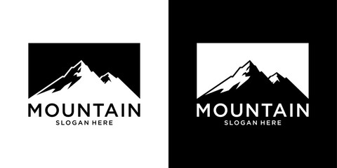 Vintage mountain vector logo design and illustration
