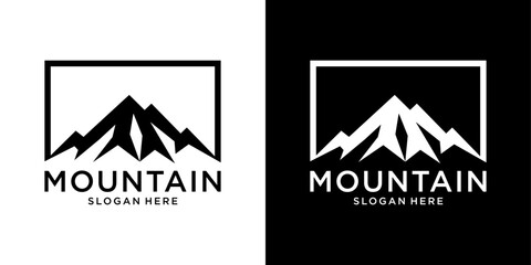Vintage mountain vector logo design and illustration