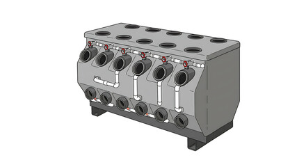 Obraz premium Industrial Manifold System Isolated on White Background