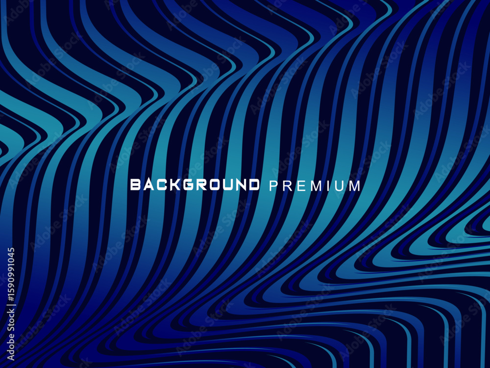 Fototapete Abstract background with elegant waves of gradient blue stripes, creating the illusion of depth and movement.