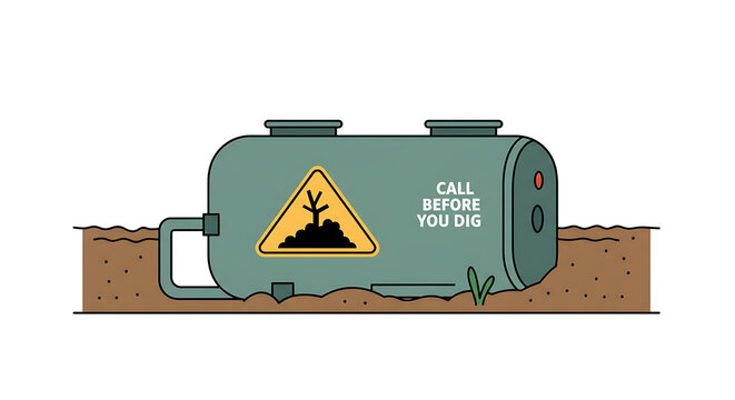 Underground Tank Call Before You Dig isolated on white background