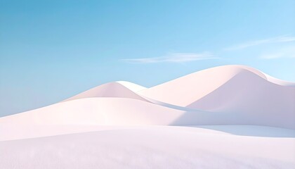 Smooth white sand dunes under clear blue sky