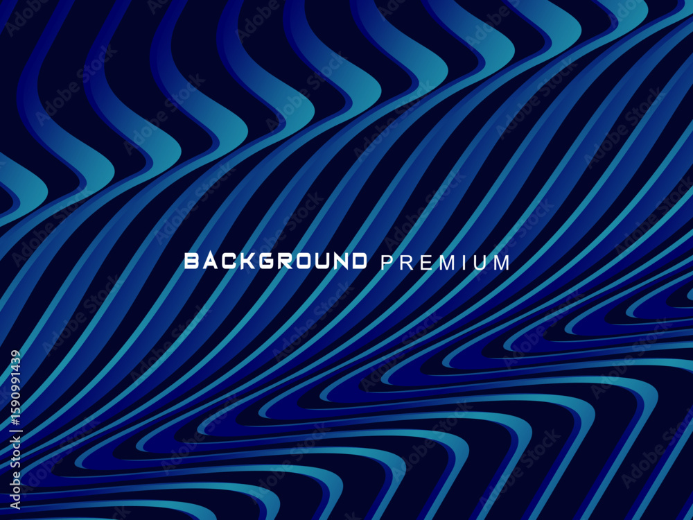 Fototapete Abstract background with elegant waves of gradient blue stripes, creating the illusion of depth and movement.