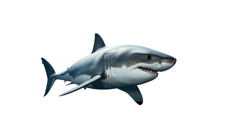 Obraz premium Great white shark swimming in the ocean wildlife underwater predator marine animal dangerous sea life image isolated on transparent background