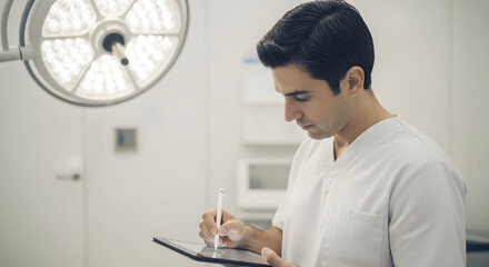 Surgeon Using Tablet in Operating Room 3.