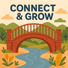 A bridge over a river symbolizes connection and growth in a natural landscape