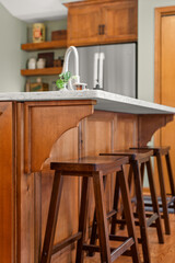Detail View of Kitchen Island with Beautiful Gusset Woodwork