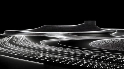 Abstract architectural landscape, glowing lines