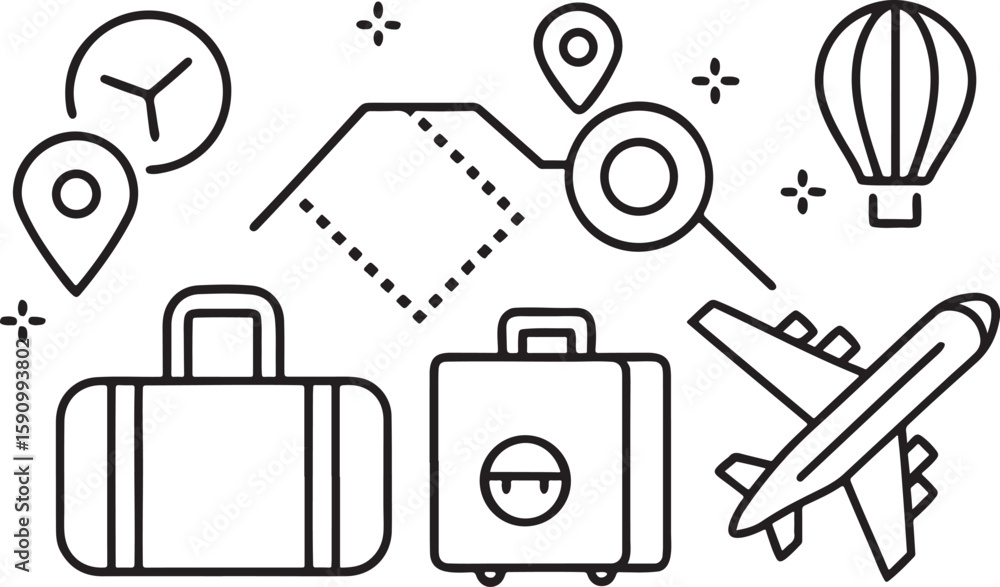 Poster vector set of cosmetic product icons and illustrations for web and app design