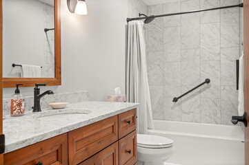 Modern bathroom interior with sleek fixtures and clean design