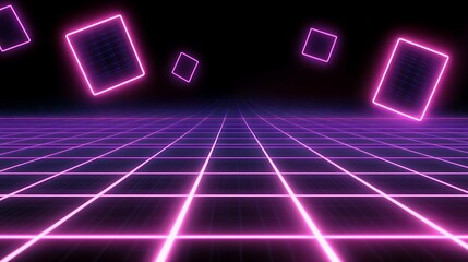 Retro grid, neon light