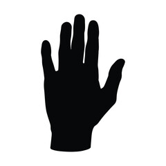 Fototapeta premium A black silhouette of a hand with five fingers is isolated on white background