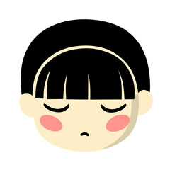 Cute Little Child Face with Sad Expression Illustration