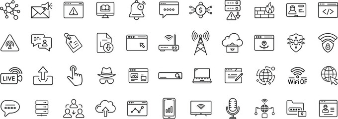Essential Digital Security and Networking Icon Collection.