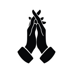 Black hands intertwined in prayer, expressing a deep sense of faith and spirituality, isolated on white background