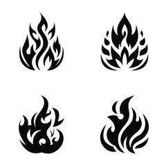 Tribal Fire Silhouette Vector Set