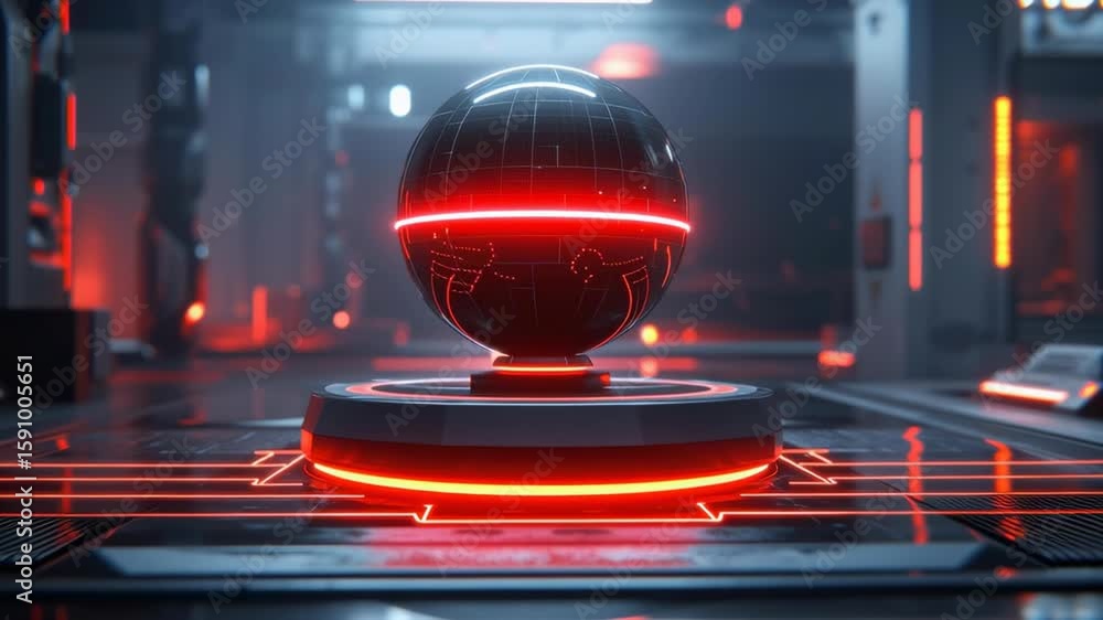 Aufkleber futuristic glowing orb in high-tech digital environment with neon accents and intricate patterns